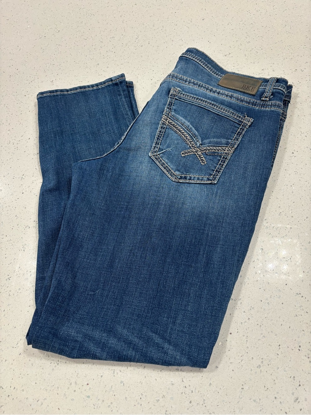 BKE Men's Straight Jeans - Medium Blue Wash Nolan style 36x32